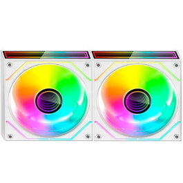 Mars Gaming Kit 2 ventiladores PC MF-3D Pro X2R blanco ARGB silencioso 12dB 12mm